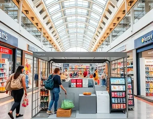 Гибридная дистрибуция через модульные pop-up точки в ТЦ с локальными партнёрами и арбитражем ассортимента по дням недели